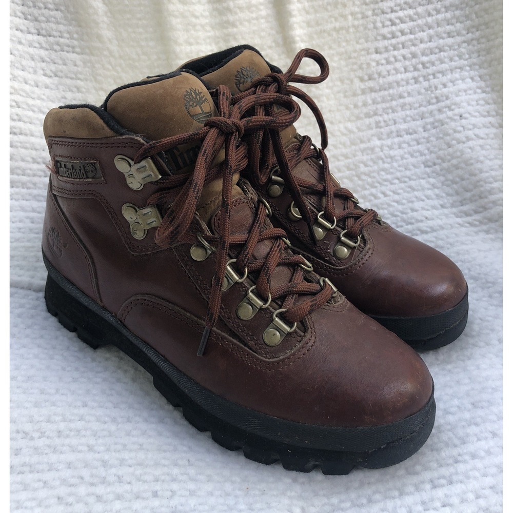 Vintage Timberland Euro Hiker Leather Hiking Boot Women's 7.5 M Brown Waterproof